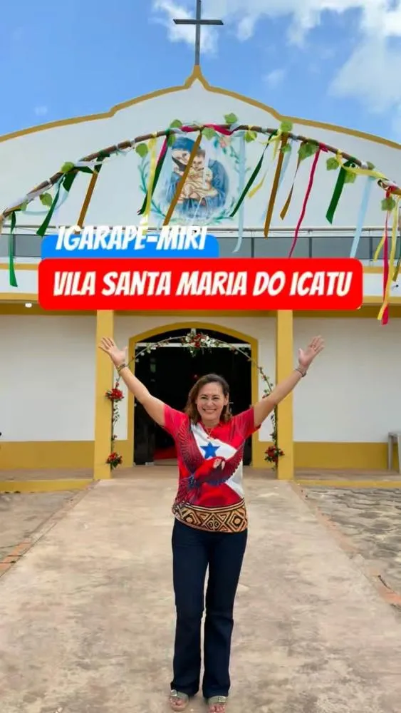 Deputada Dilvanda Faro acompanha obras de pavimentação em Santa Maria do Icatu, no Pará